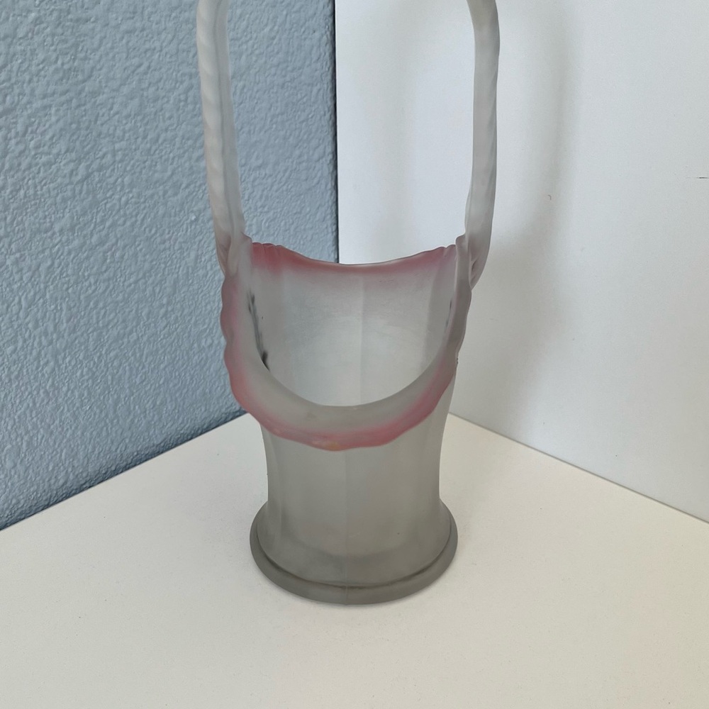 Vintage Westmoreland Frosted Pink and Gray Vase - Picture 2 of 7